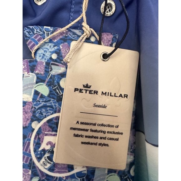 Peter Millar Men's NWT Ocean Traffic Swim Trunks Shark Fish Island Blue … - Picture 5 of 9